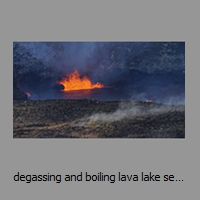 degassing and boiling lava lake seen from HVO viewpoint